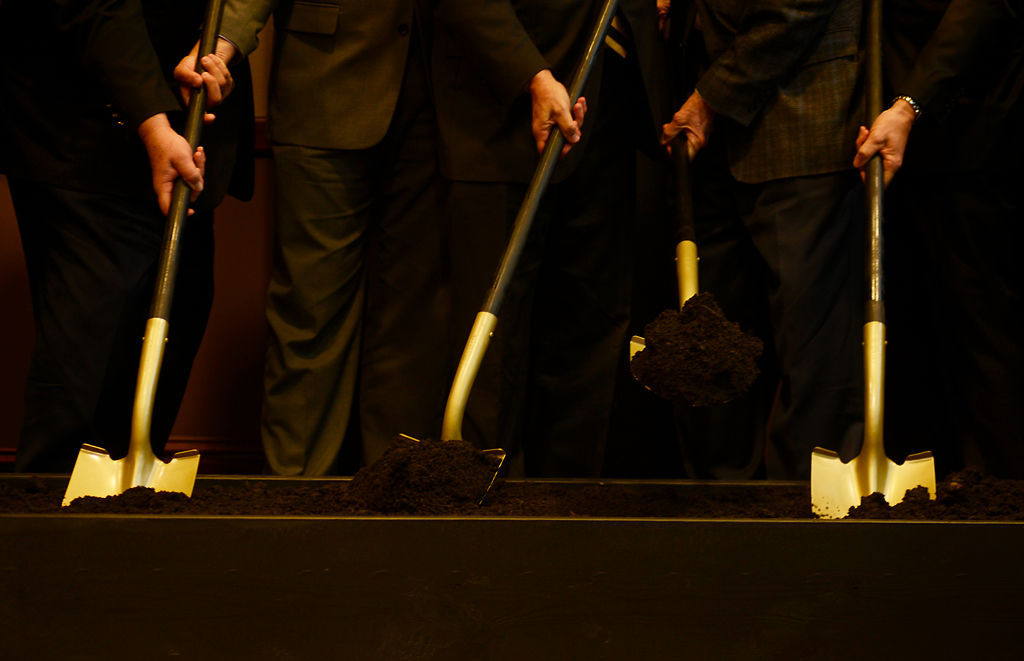 Rain did not stop the board of curators from holding the TPMC groundbreaking ceremony